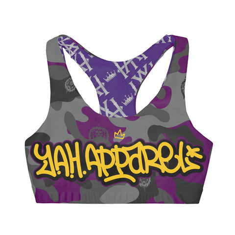 Purple Camo Girls' Double Lined Seamless Sports Bra