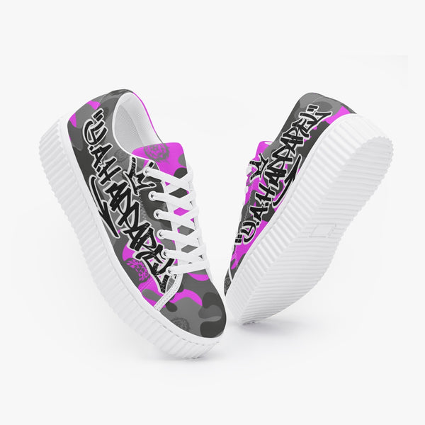 Pink Camo Women’s Low Top Platform Sneakers