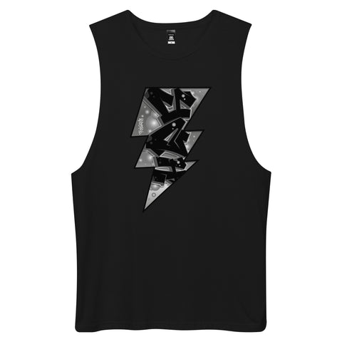 Gray Lightning Tag Men’s Drop Arm Tank Top