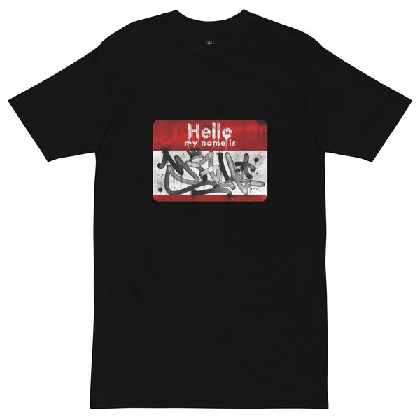 "Hello My Name Is" (With A Squeeze Marker Tag)  Men’s Premium Heavyweight Tee