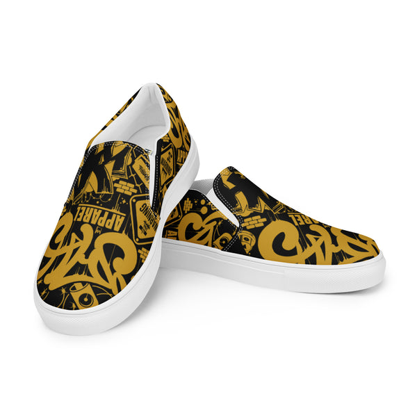 Black & Gold Vandal Ps119133 Men’s Slip-On Canvas Shoes