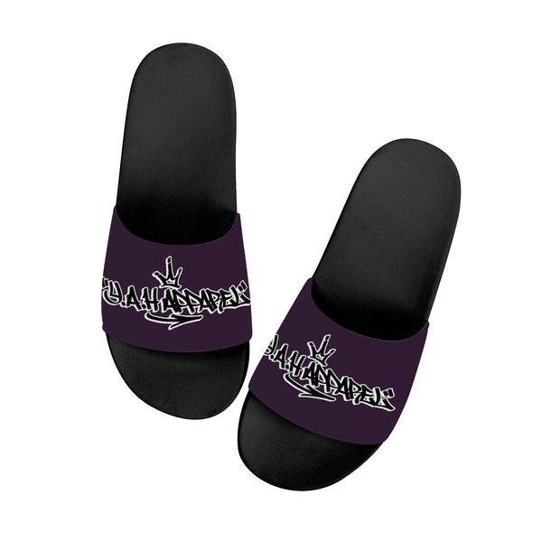 Tagged Slide Sandals - Purple/Black