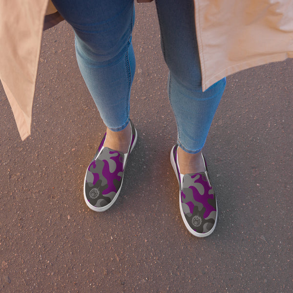 PS119133 Purple Camo Women’s Slip-On Canvas Shoes